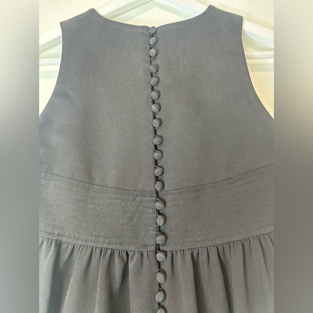 VINCE - Black 100% Silk Sheath Button Down Back Sleeveless Dress Size 4 - Picture 4 of 9